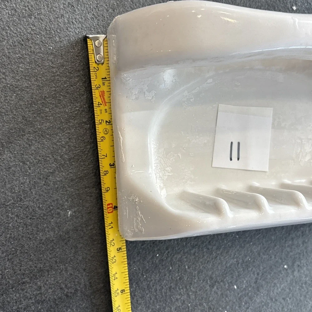 Vintage White Ceramic Soap Dish Porcelain Washcloth Holder Bathtub Shower MCM
